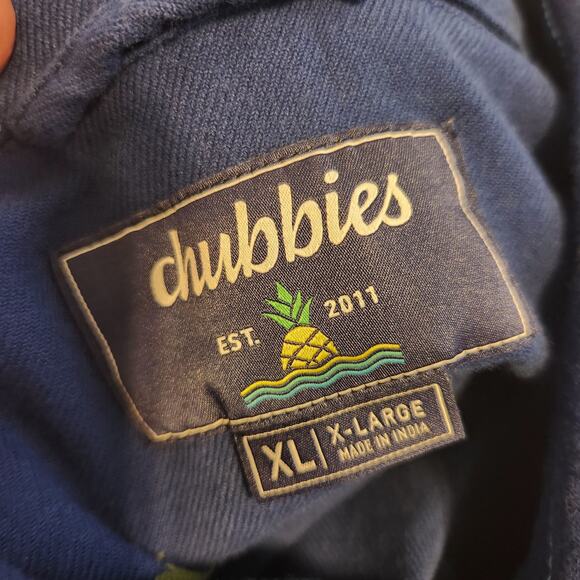 Chubbies Mens Shirt XL Long Sleeve Button Down Blue Palm Tree Hawaiian Beach - Picture 3 of 8